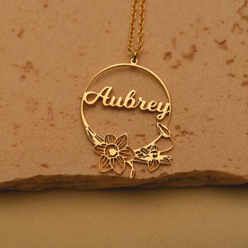 Personalized Birthflower Name Necklace