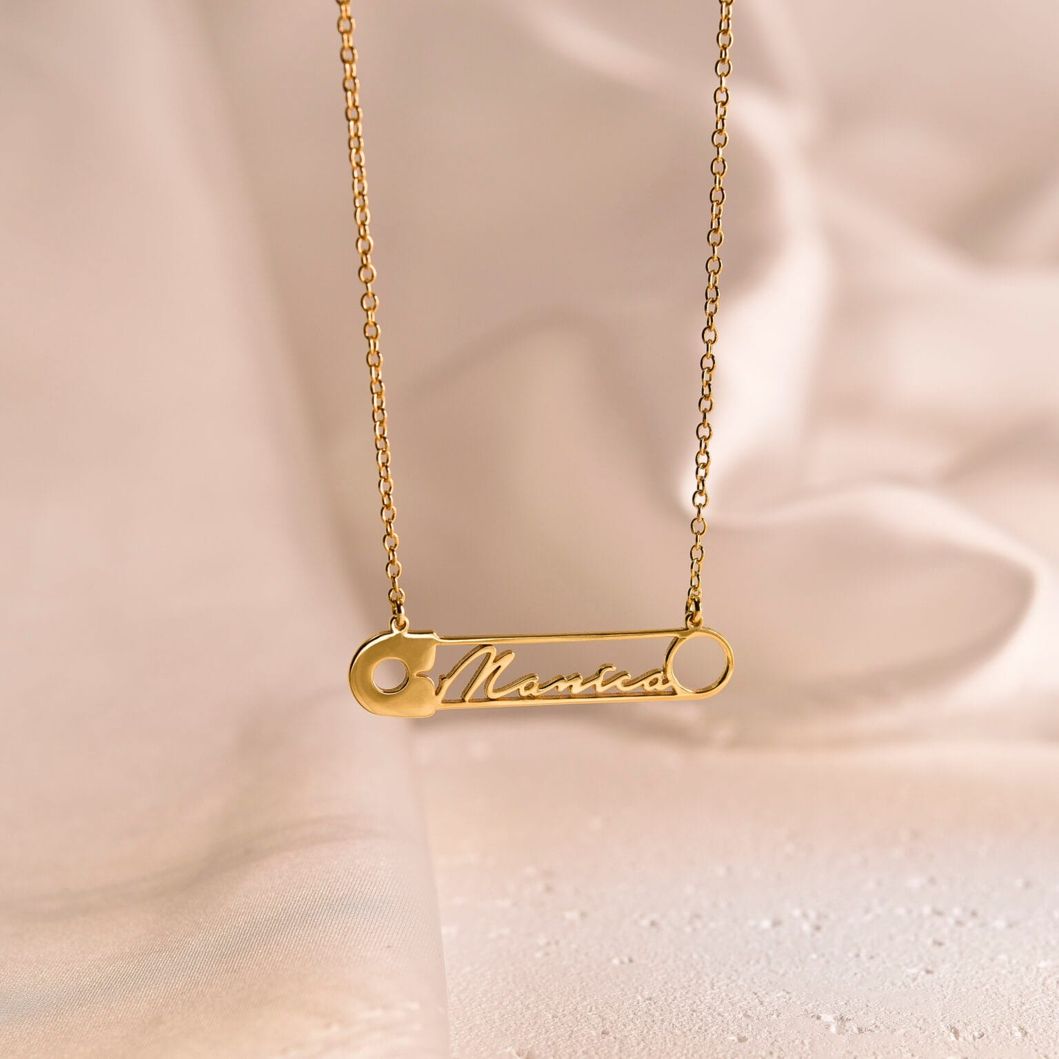 Personalized Safty Pin Name Necklace