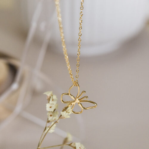18K Gold Butterfly Necklace